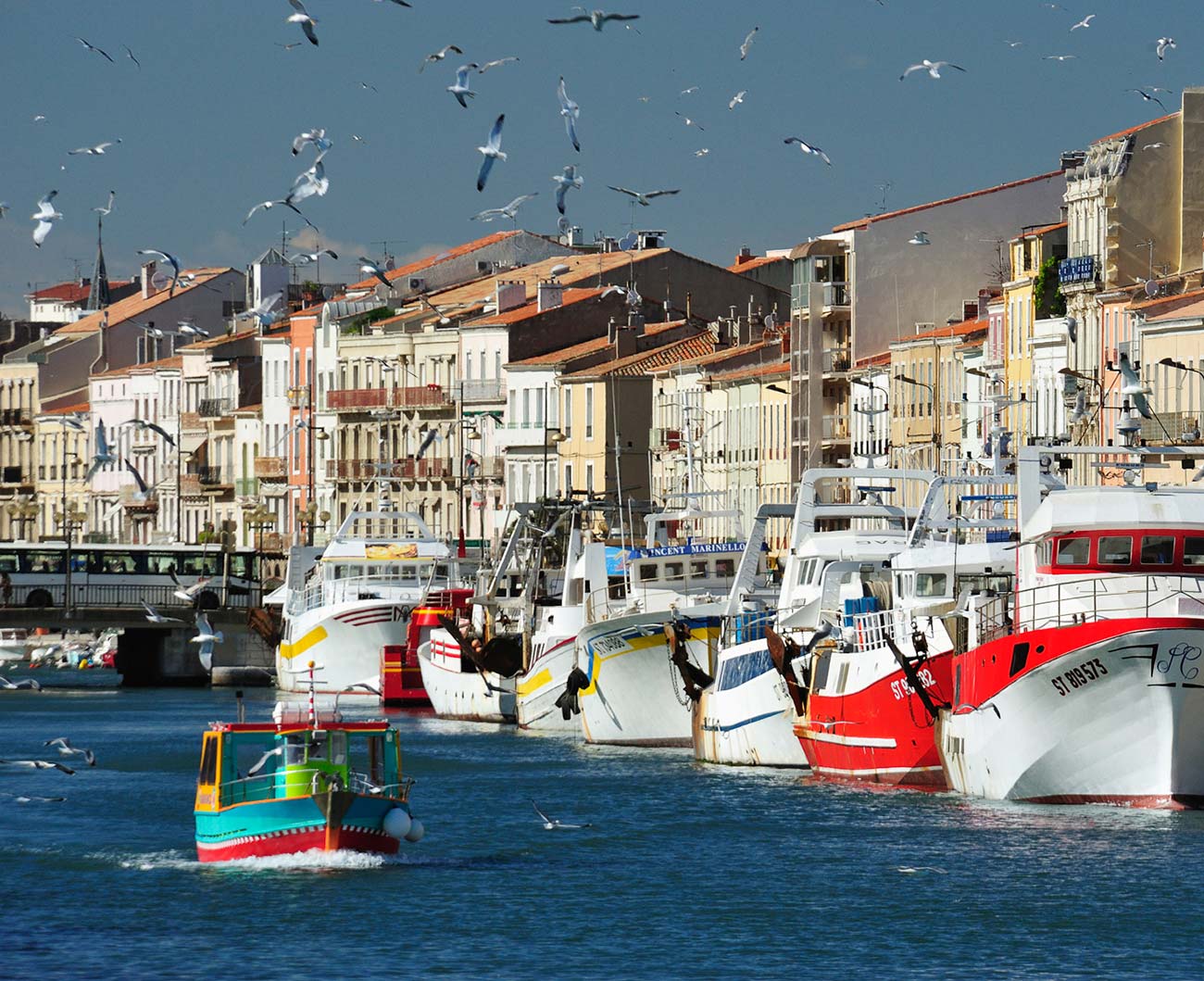 Boats in the fishing port of Sète near the campsite