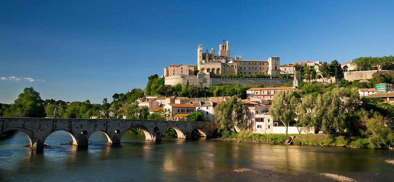 Exterior view of the old town of Beziers